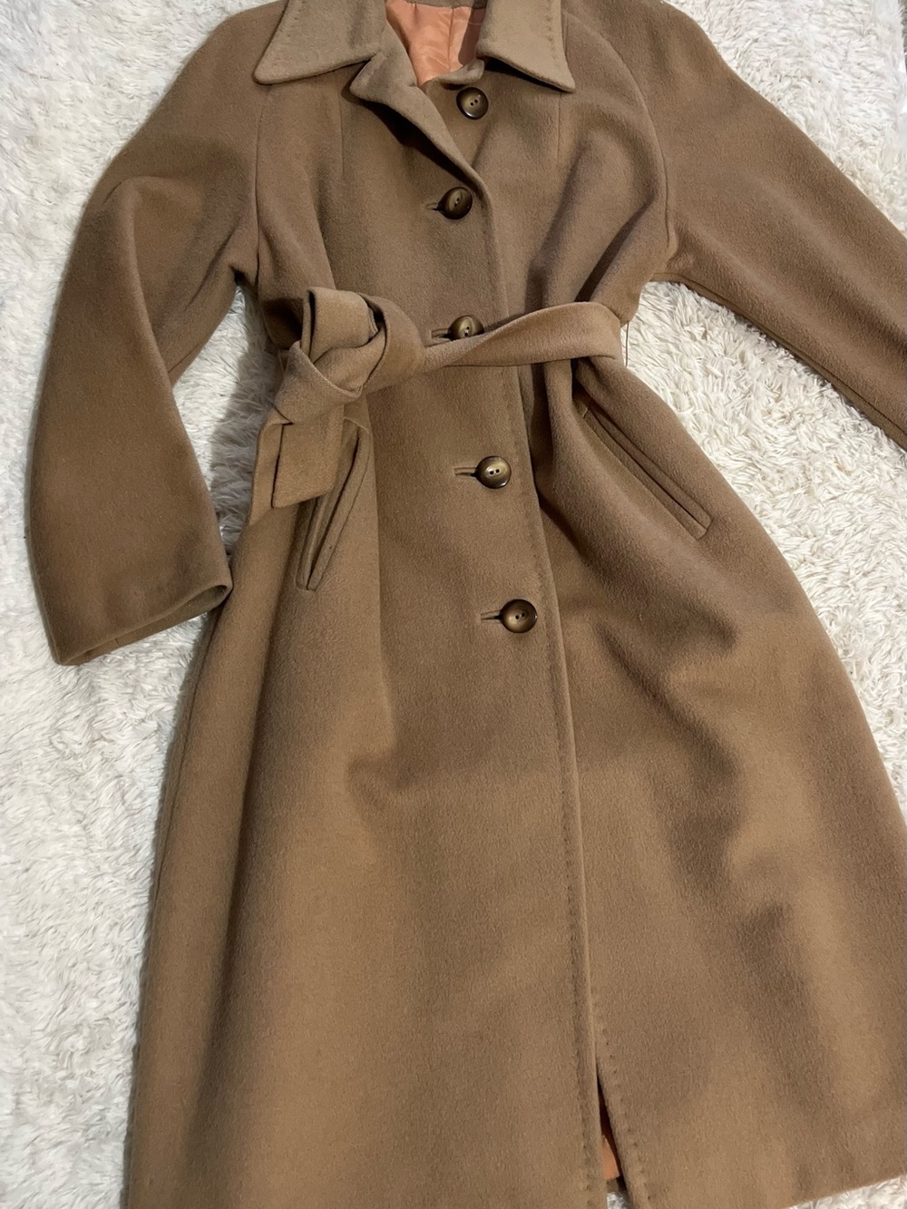 Vintage Gino Rossi Roma Belted 100% Camel Hair Coat Women's Dress Coat